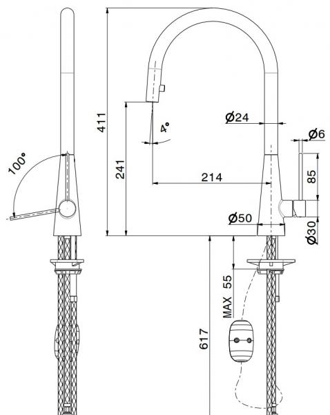 Cass&oslash;e Newform Conico k&oslash;kkenarmatur m/udtr&aelig;k - Gunmetal
