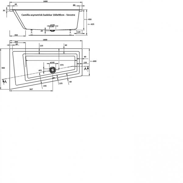 Royal Camilla hj&oslash;rnebadekar - 160 x 90 - Venstre