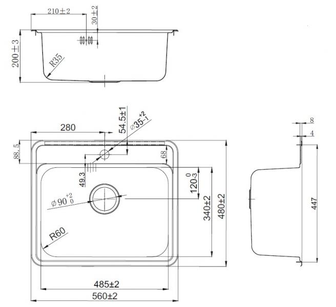 Lavabo LA 480 k&oslash;kkenvask i rustfrit st&aring;l