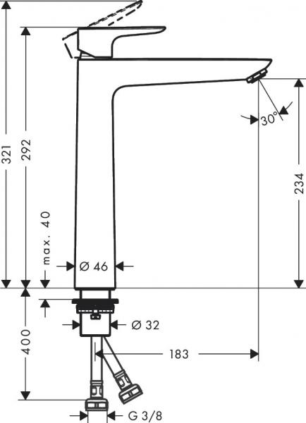 Hansgrohe Talis E h&aring;ndvaskarmatur 240 uden bundventil - Mat sort