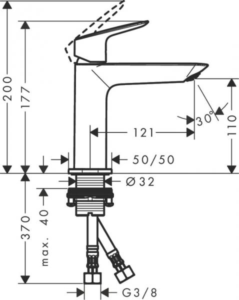 hansgrohe Logis 110 Fine h&aring;ndvaskarmatur m/push-open bundventil - Krom