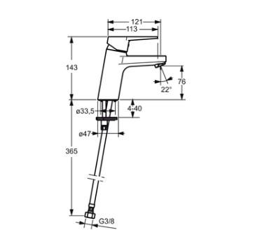 Oras Twista h&aring;ndvaskarmatur u/bundventil - Mat sort