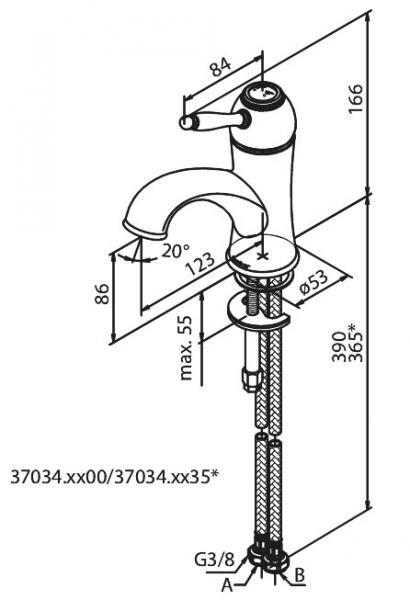 Damixa Tradition 1 grebs h&aring;ndvaskarmatur u/bundventil - Krom