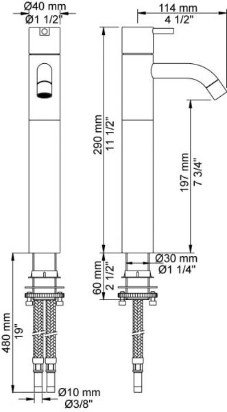 Vola HV1-170 vandhane til h&aring;ndvask - H&oslash;j model - Krom