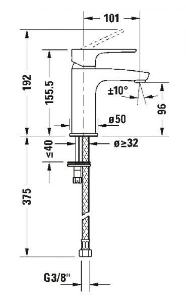 Duravit B.1 S h&aring;ndvaskarmatur u/bundventil - Krom