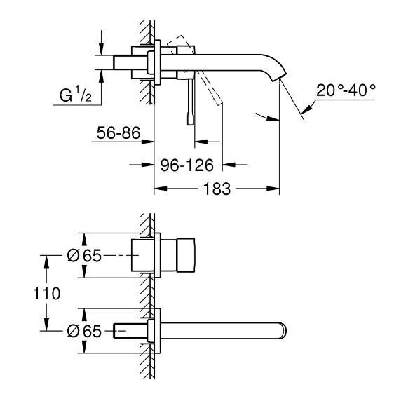 Grohe Essence New komplet armatur til indbygning i v&aelig;g - Mat sort