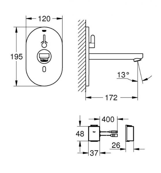 Grohe Eurosmart CE elektronisk h&aring;ndvaskarmatur m/termostat og bluetooth