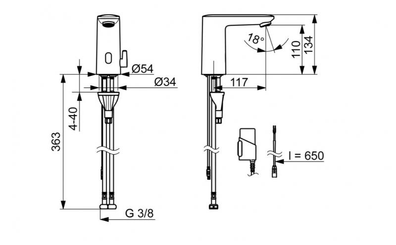 Oras Electra 9210FZ ECO+ ber&oslash;ringsfri vandhane - Batteri - Krom