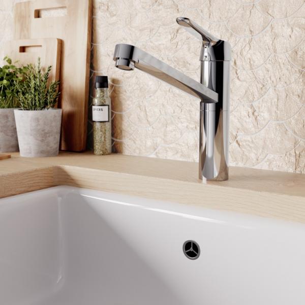 Ideal Standard Ceraflex k&oslash;kkenarmatur m/koldstart og svingtud - H&oslash;j tud