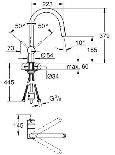 Grohe NEW Minta k&oslash;kkenbatteri m/udtr&aelig;k og Dual spray - B&oslash;rstet Warm Sunset