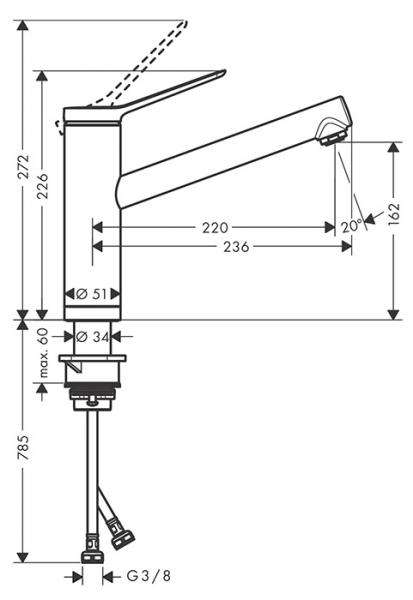 hansgrohe Zesis M33 k&oslash;kkenarmatur 160 - Krom