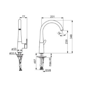 Oras Inspera 3030F k&oslash;kkenarmatur m/svingtud - Krom