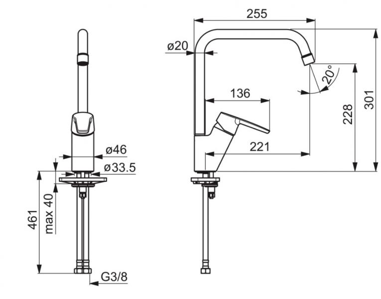 Oras Swea k&oslash;kkenarmatur m/h&oslash;jtud koldstart - Krom