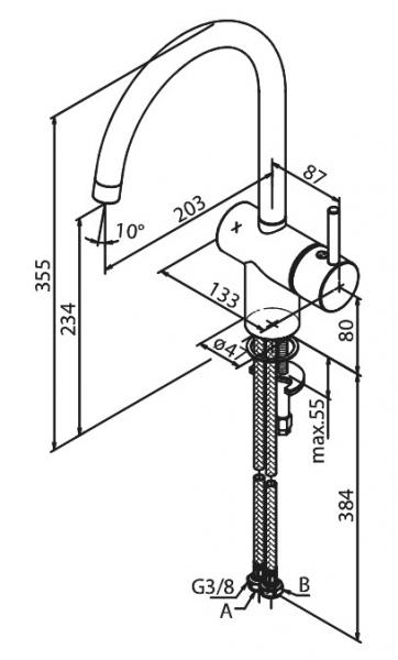 Damixa Osier k&oslash;kkenarmatur m/C-tud - Krom