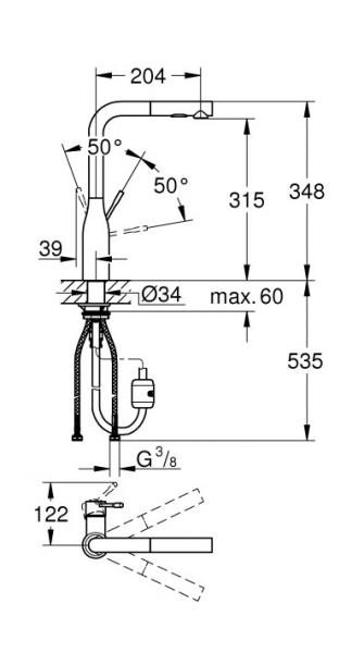 Grohe Essence New k&oslash;kkenarmatur m/udtr&aelig;k - Poleret warm sunset