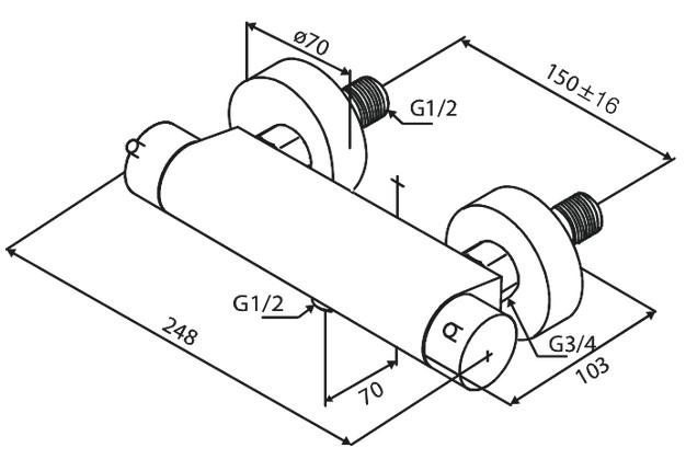 Damixa Iris brusearmatur m/termostat - Krom