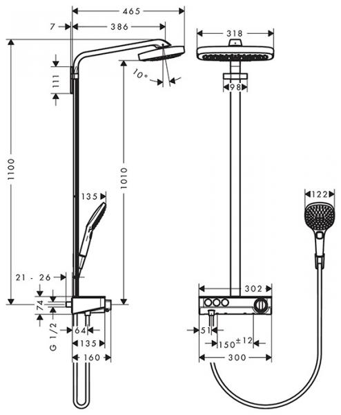 hansgrohe Raindance Select E 300 3jet Showerpipe