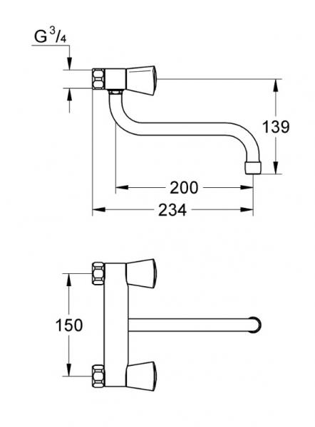 Grohe Costa L k&oslash;kkenarmatur til v&aelig;g