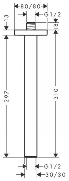 hansgrohe loftbef&aelig;stigelse E 30 cm 1/2" - Krom