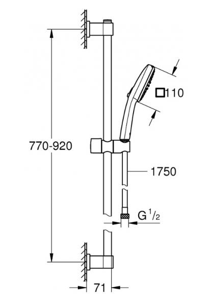 Grohe Vitalio Comfort 110 bruses&aelig;t 2 sprays 900 mm