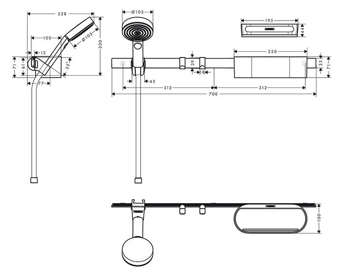 Hansgrohe WallStoris pakke inkl. h&aring;ndbruser - Mat sort