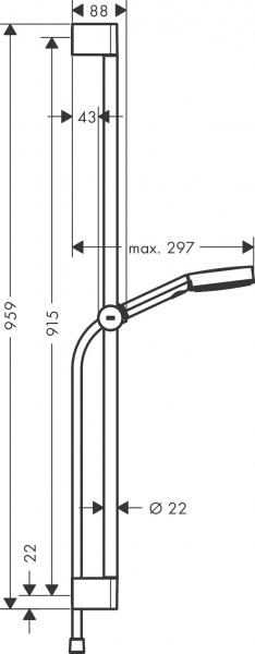 hansgrohe Pulsify Select S 105 Relaxation bruses&aelig;t m/EcoSmart 3jet - 90 cm - Mat sort