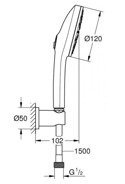 Grohe Vitalio Joy+ h&aring;ndbrusers&aelig;t 3 spray - Krom