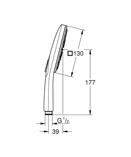 Grohe Rainshower Smartactive 130 Cube h&aring;ndbruser - Krom/hvid