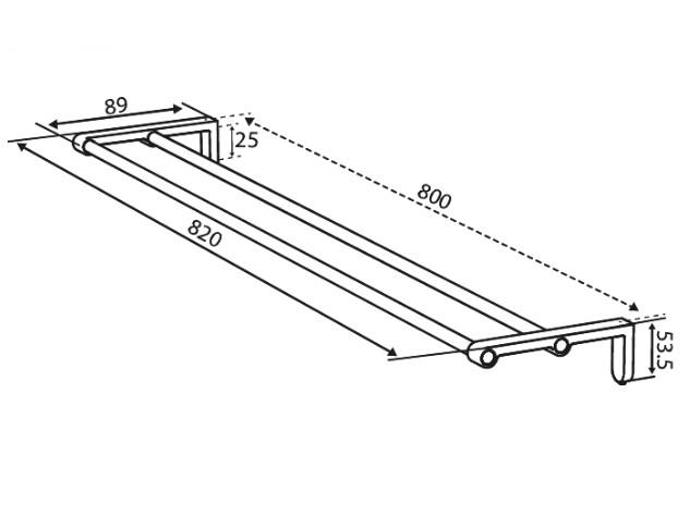 Damixa Zen dobbelt h&aring;ndkl&aelig;destang 800 mm - Krom