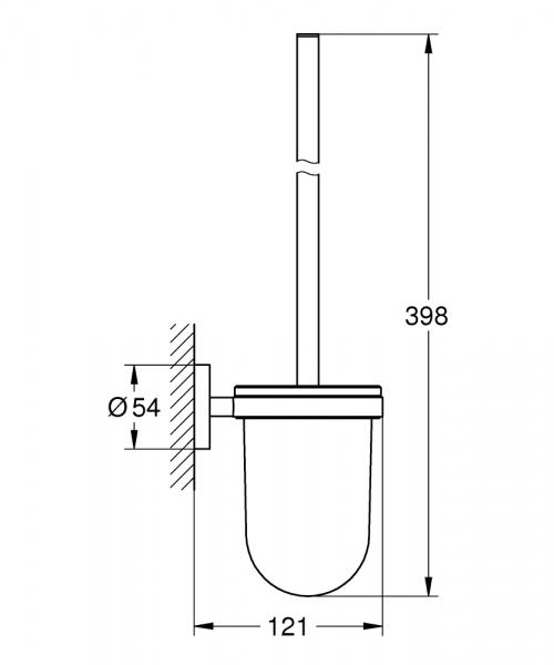 Grohe Essentials toiletb&oslash;rste til v&aelig;g - Steel
