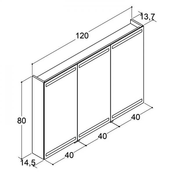 Dansani Level spejlskab 120 m/lys, lysstyring, 3 l&aring;ger og tr&aelig;bakker - Varm eg