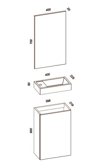 Dansani Selina 40 m&oslash;belpakke inkl spejl - Hvid h&oslash;jglans