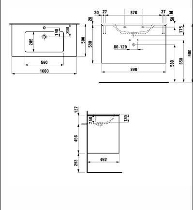 Laufen Base m&oslash;belpakke m/slim h&aring;ndvask - 100 cm - Mat hvid