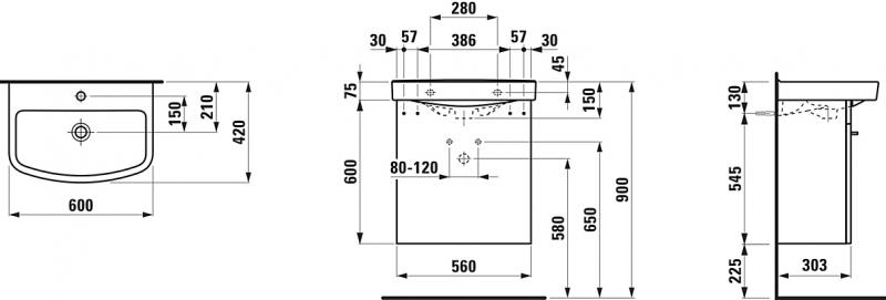 Laufen Kompas N 60 m&oslash;bels&aelig;t m/l&aring;ger - Mat hvid