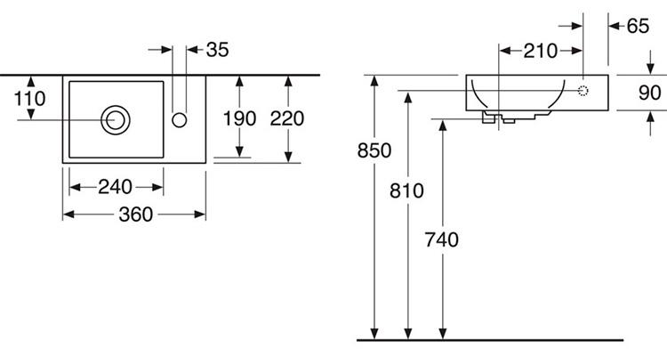 Gustavsberg Artic Small 33 m&oslash;bels&aelig;t - vask til venstre - Sort ask/sort