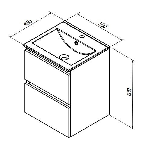 Sanibell Basicline m&oslash;bels&aelig;t 50 m/integrerede greb - Whiskey eg