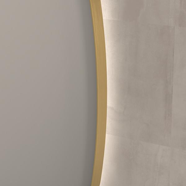 Sanibell Ink SP30 superellipse spejl m/backlight, varme og sensor 80 x 80 cm - B&oslash;rstet mat guld