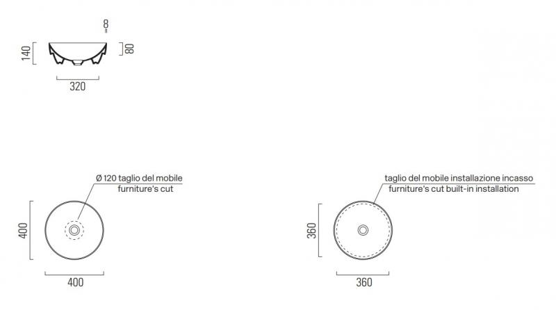 GSI Pura 40 rund fritst&aring;ende bowlevask - Uden overl&oslash;b - Tortora