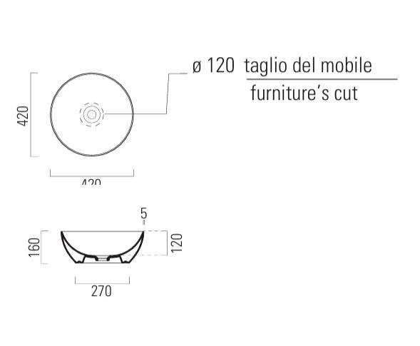 GSI Pura 42 fritst&aring;ende bowlevask - Uden hanehul - Agave