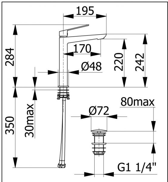 Cass&oslash;e Sleek h&aring;ndvaskarmatur t/bowlevask - B&oslash;rstet krom