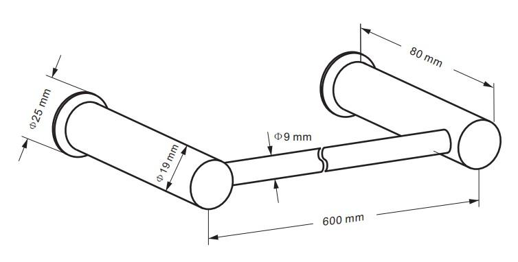 Cass&oslash;e h&aring;ndkl&aelig;destang 60 cm - Poleret rustfrit st&aring;l
