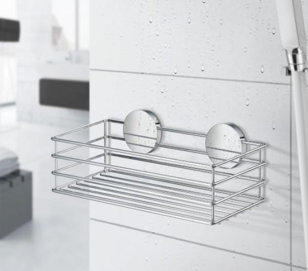 Beslagsboden selvkl&aelig;bende brusekurv - Krom