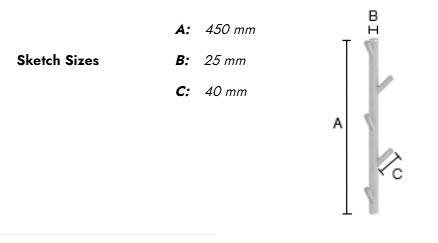 Beslagsboden lodret knager&aelig;kke m/5 knager - Tr&aelig;/matgr&aring;