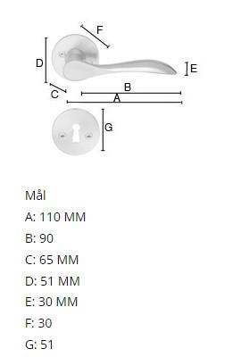 Beslagsboden indend&oslash;rs d&oslash;rgreb inkl n&oslash;gleskilt - B&oslash;rstet krom