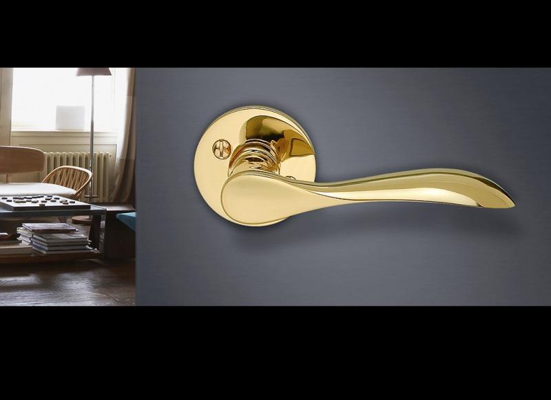 Beslagsboden indend&oslash;rs d&oslash;rgreb inkl n&oslash;gleskilt - Poleret messing