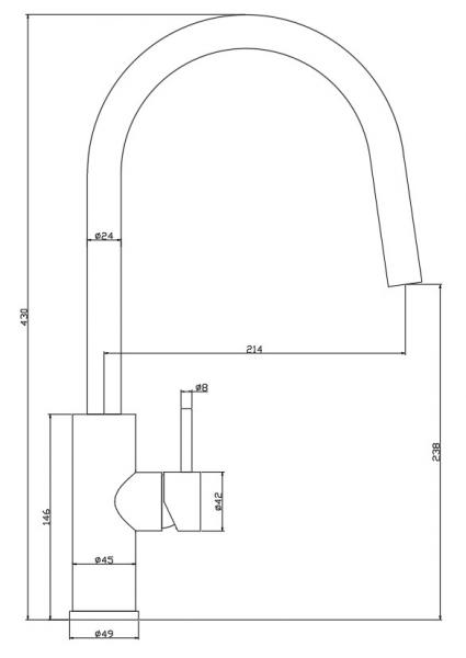 Cass&oslash;e Noba CK04 k&oslash;kkenarmatur m/udtr&aelig;k - B&oslash;rstet messing