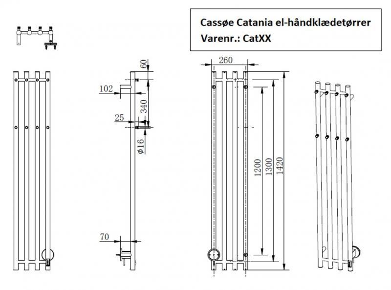 Cass&oslash;e Catania h&aring;ndkl&aelig;det&oslash;rrer - 26x142 cm - B&oslash;rstet messing