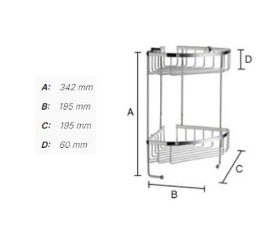 Smedbo Sideline dobbelt brusehylde til hj&oslash;rne - Krom