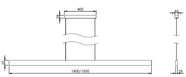 Cass&oslash;e Linea line&aelig;r pendellampe 180 cm - Mat bronze