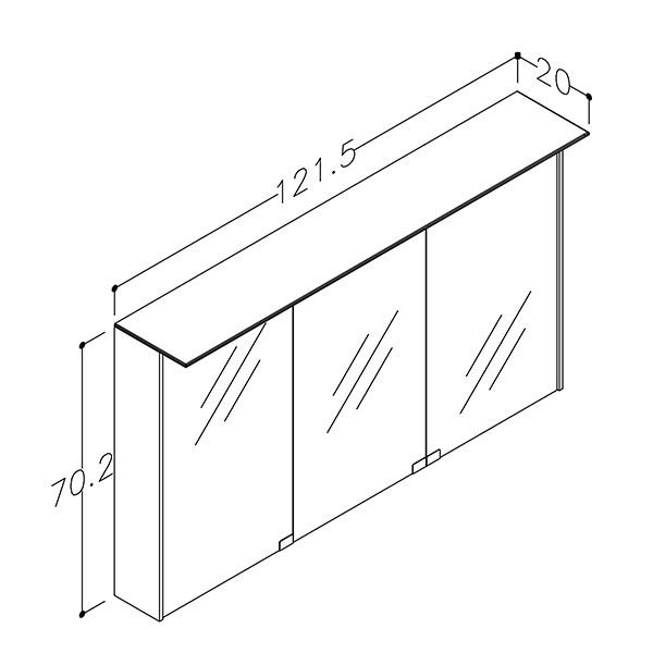 Str&oslash;mberg Domo spejlskab 1200 x 700 mm. - Hvid mat
